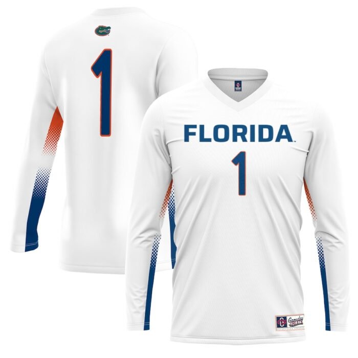 #1 Florida Gators ProSphere Unisex Womens Volleyball Jersey - White SKU:200461751