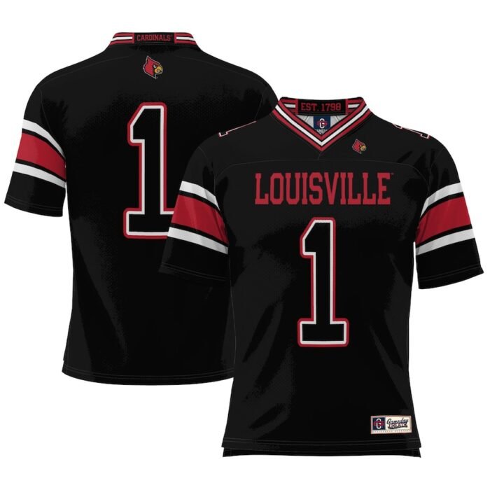 #1 Louisville Cardinals ProSphere Youth Football Jersey - Black SKU:200447693
