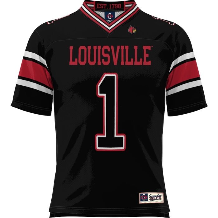 #1 Louisville Cardinals ProSphere Youth Football Jersey - Black SKU:200447693