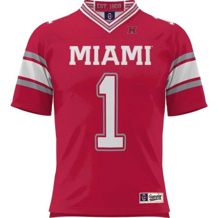 #1 Miami University RedHawks ProSphere Football Jersey - Red SKU:200589001