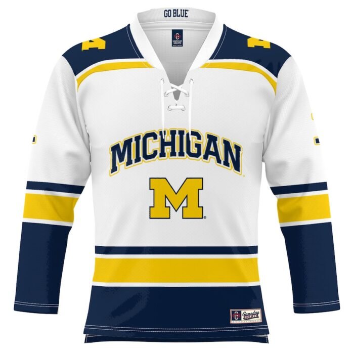 #1 Michigan Wolverines ProSphere Hockey Jersey - White SKU:200060825
