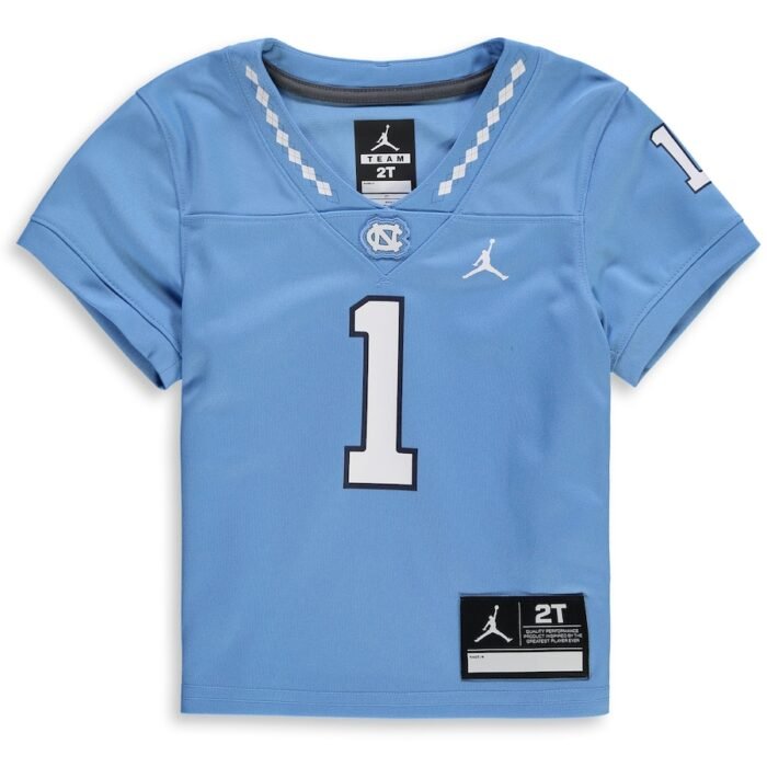#1 North Carolina Tar Heels Jordan Brand Toddler Team Replica Football Jersey - Carolina Blue SKU:3112786