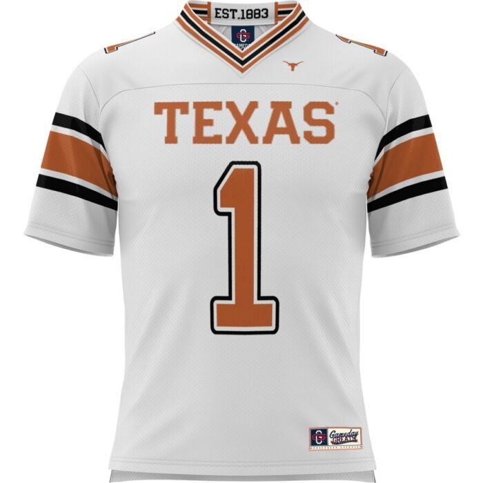 #1 Texas Longhorns ProSphere Youth Football Jersey - White SKU:200447698