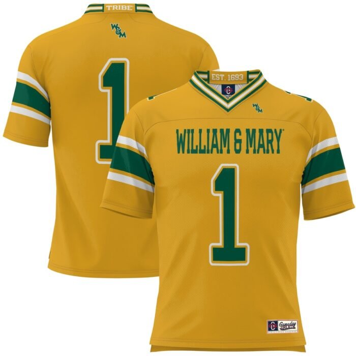 #1 William & Mary Tribe ProSphere Football Jersey - Gold SKU:200425370