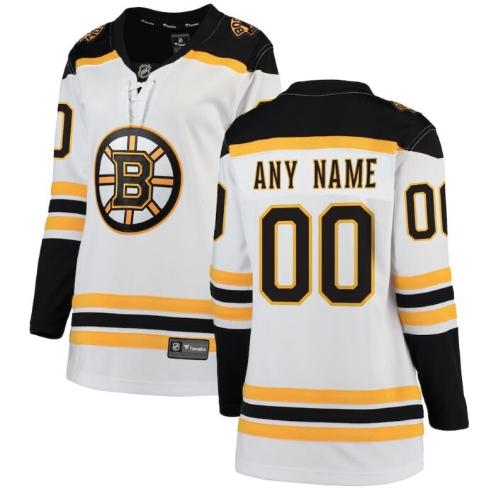 Boston Bruins Fanatics Branded Womens Away Breakaway Custom Jersey - White SKU:3009483