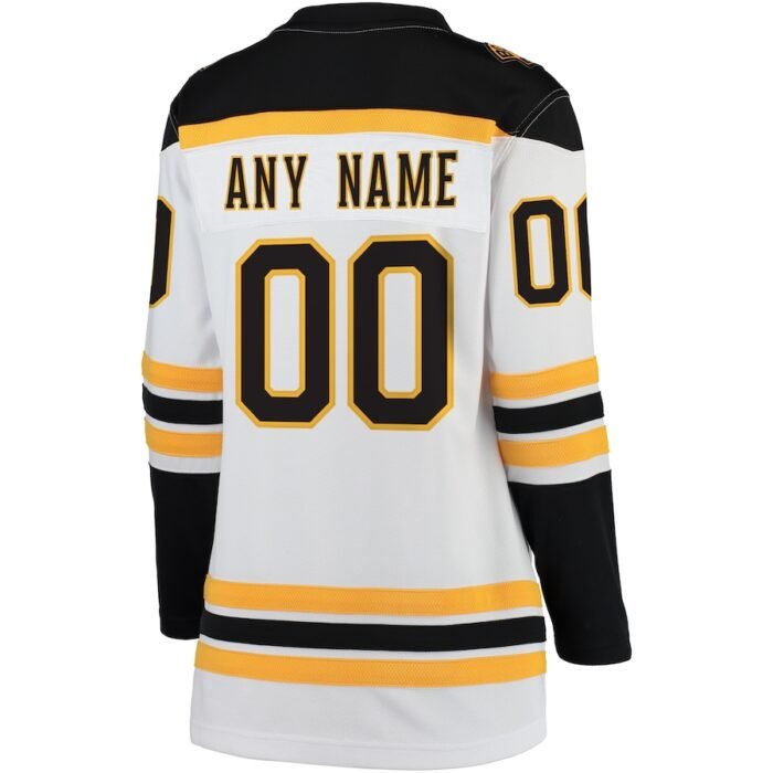 Boston Bruins Fanatics Branded Womens Away Breakaway Custom Jersey - White SKU:3009483
