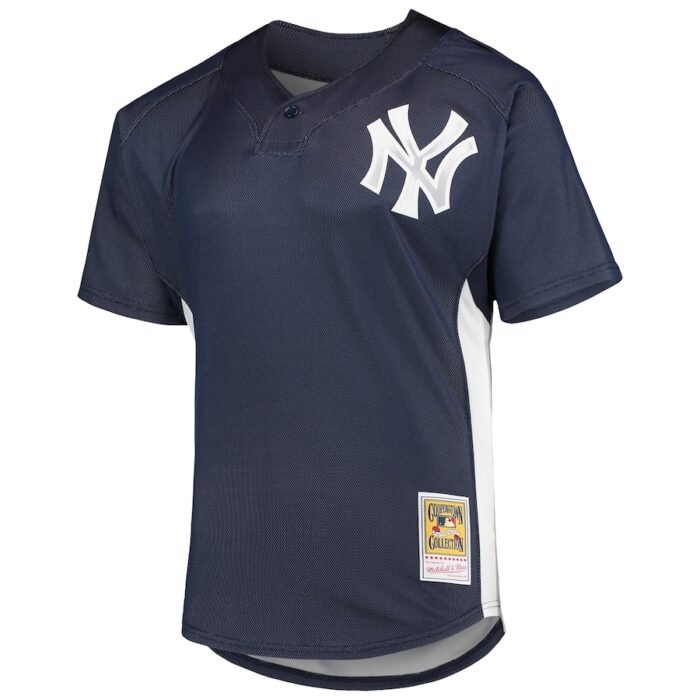 Derek Jeter New York Yankees Mitchell & Ness Cooperstown Collection Mesh Batting Practice Button-Up Jersey - Navy SKU:4653261