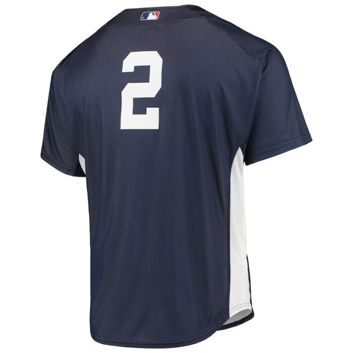Derek Jeter New York Yankees Mitchell & Ness Cooperstown Collection Mesh Batting Practice Button-Up Jersey - Navy SKU:4653261