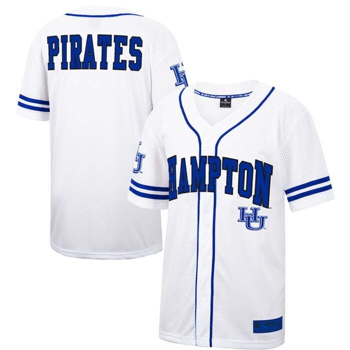 Hampton Pirates Colosseum Free Spirited Mesh Button-Up Baseball Jersey - White SKU:4661777