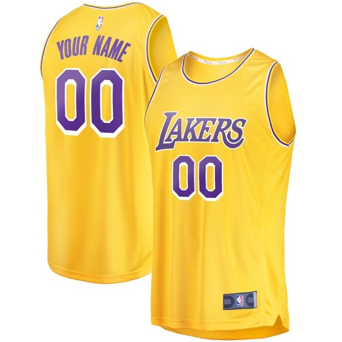 Los Angeles Lakers Fanatics Branded 2018/19 Fast Break Custom Replica Jersey Gold - Icon Edition SKU:3230962