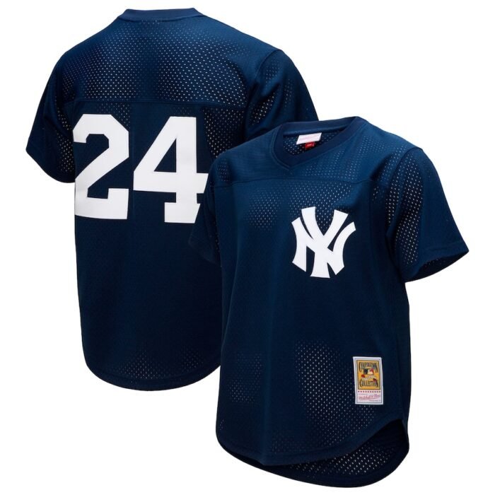 Rickey Henderson New York Yankees Mitchell & Ness Cooperstown Collection Mesh Batting Practice Button-Up Jersey - Navy SKU:4680401