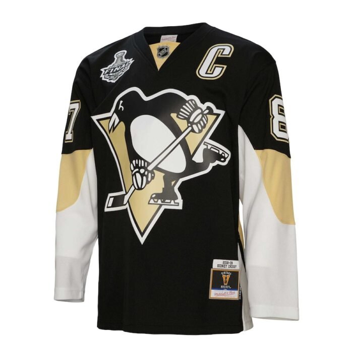 Sidney Crosby Pittsburgh Penguins Mitchell & Ness Big & Tall 2008 Captain Patch Blue Line Player Jersey - Black SKU:5087568