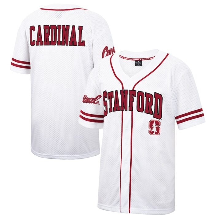 Stanford Cardinal Colosseum Free Spirited Mesh Button-Up Baseball Jersey - White SKU:4661801