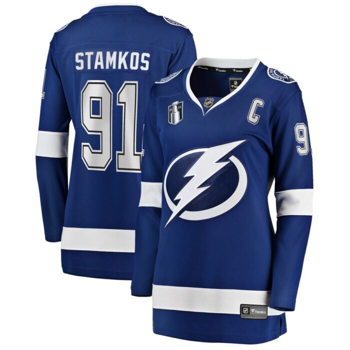 Steven Stamkos Tampa Bay Lightning Fanatics Branded Womens Home 2022 Stanley Cup Final Breakaway Player Jersey - Blue SKU:4950731