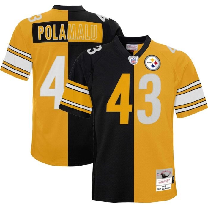 Troy Polamalu Pittsburgh Steelers Mitchell & Ness Youth Split Legacy Jersey - Black/Gold SKU:4981233