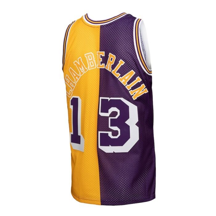 Wilt Chamberlain Los Angeles Lakers Mitchell & Ness Hardwood Classics 1971/72 Split Swingman Jersey - Purple/Gold SKU:5115880