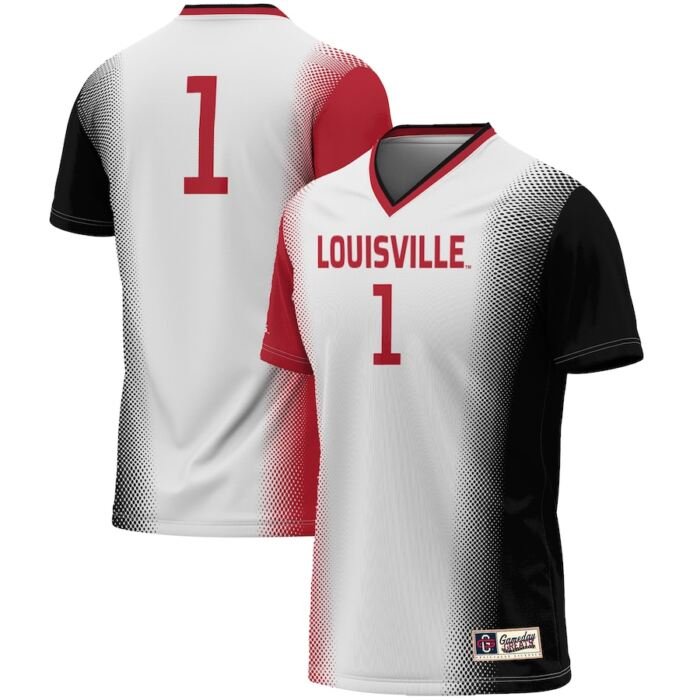 #1 Louisville Cardinals ProSphere Youth  Womens Soccer Jersey - White SKU:200532906