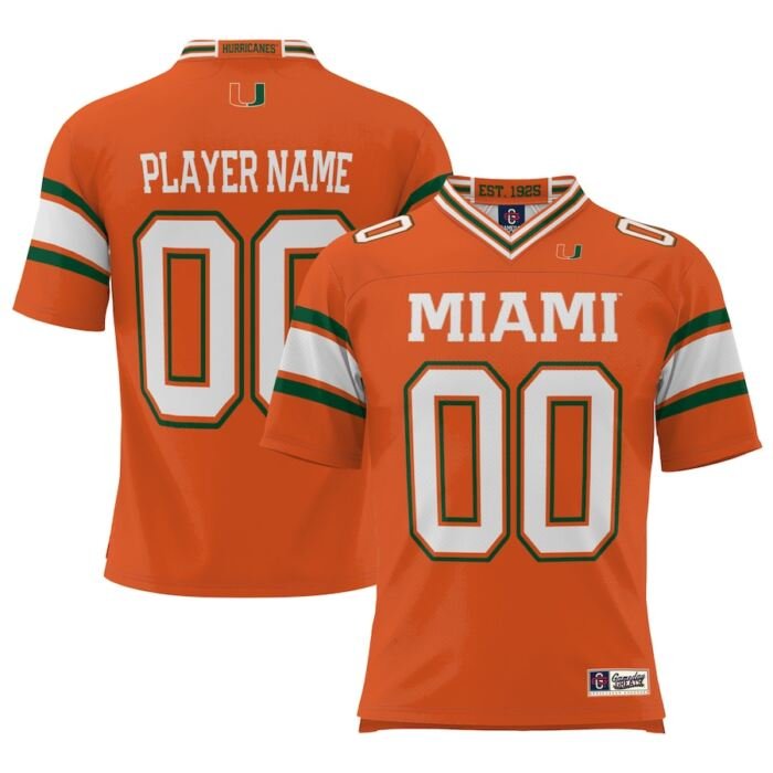 Miami Hurricanes ProSphere NIL Pick-A-Player Football Jersey - Orange SKU:200724649