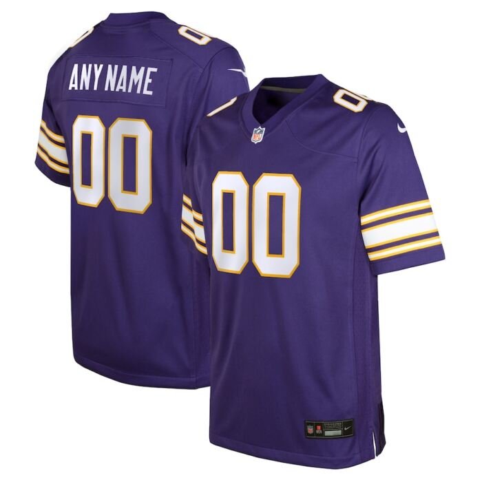Minnesota Vikings Nike Youth Classic Custom Game Jersey - Purple SKU:200075965