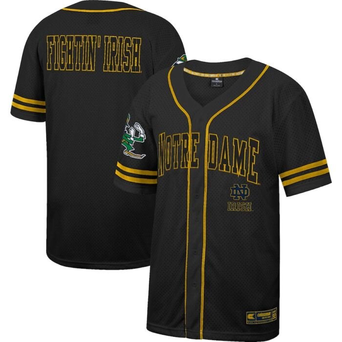Notre Dame Fighting Irish Colosseum Free Spirited Mesh Button-Up Baseball Jersey - Black SKU:5056304