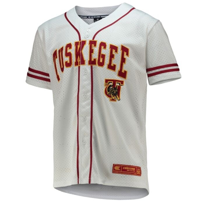 Tuskegee Golden Tigers Colosseum Free Spirited Mesh Button-Up Baseball Jersey - White SKU:4661804